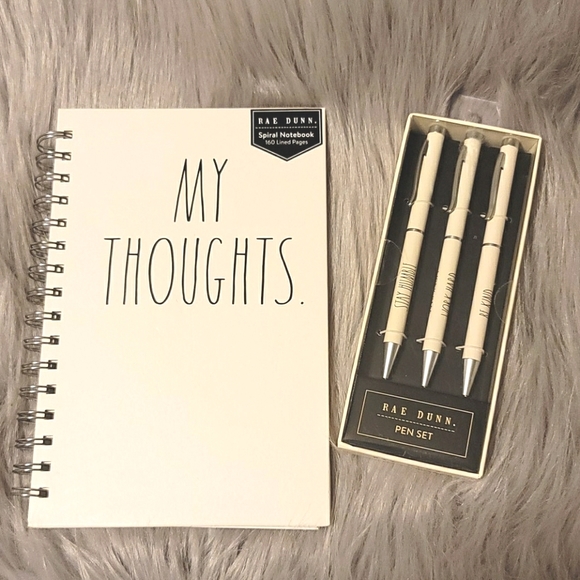 Rae Dunn My Thoughts Spiral Notebook and Pen